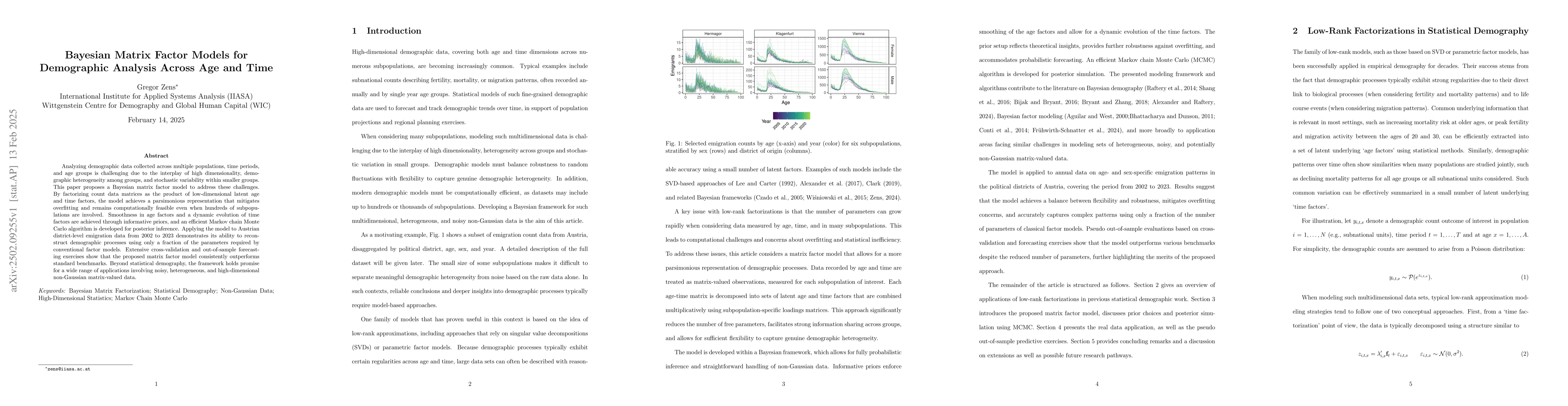 Thumbnail for Bayesian Matrix Factor Models for Demographic Analysis Across Age and
  Time