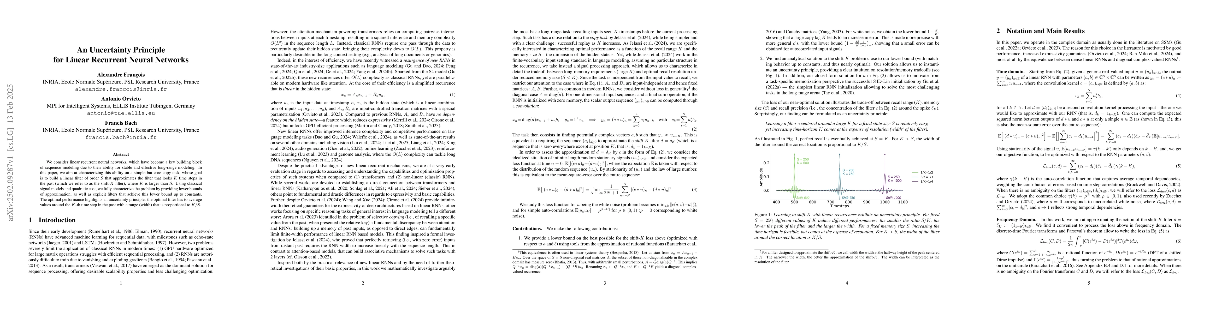 Thumbnail for An Uncertainty Principle for Linear Recurrent Neural Networks