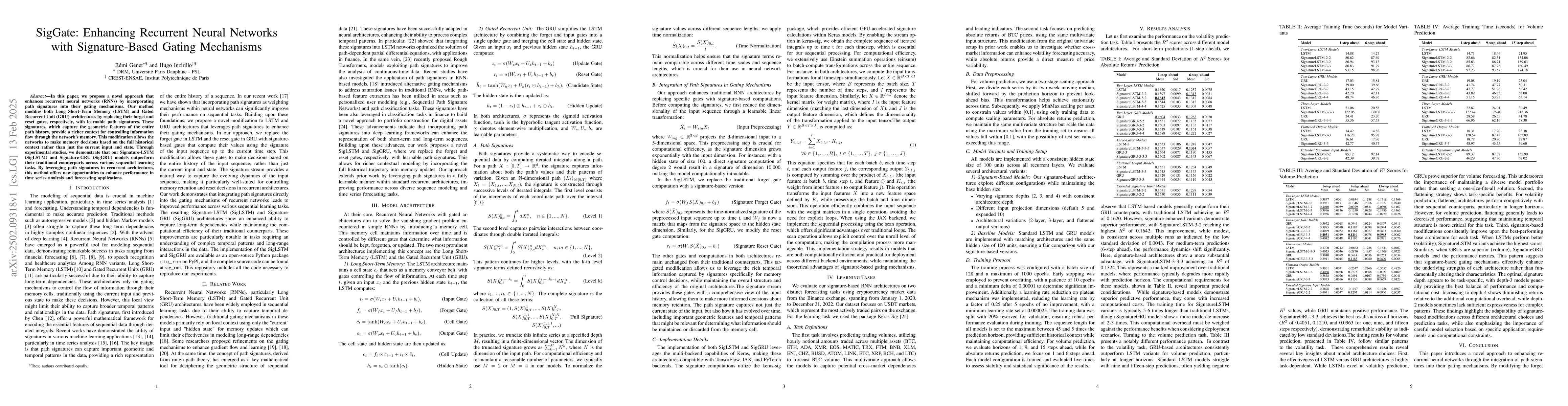 Thumbnail for SigGate: Enhancing Recurrent Neural Networks with Signature-Based Gating
  Mechanisms
