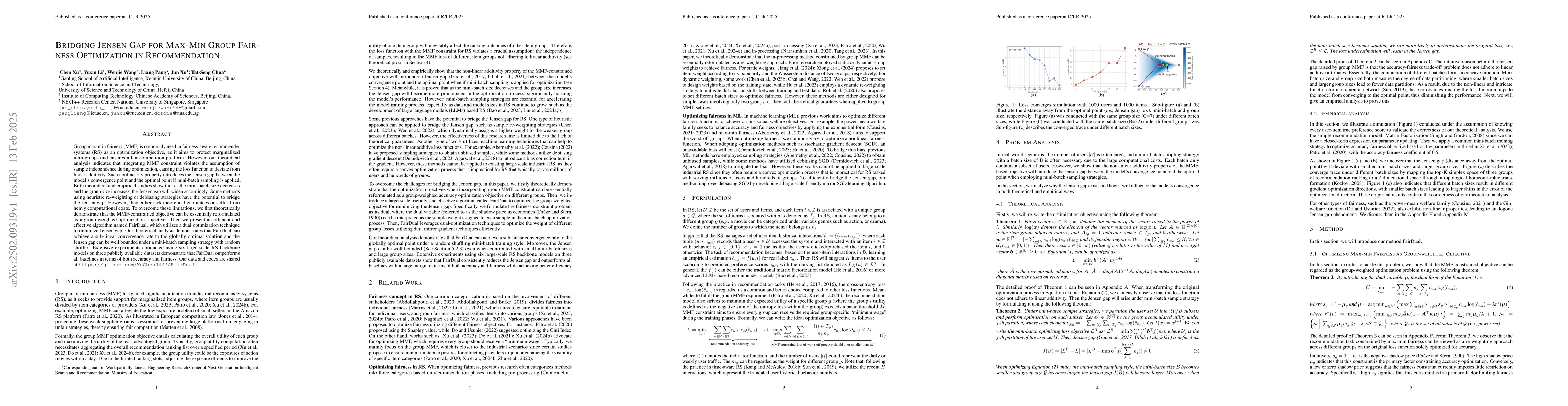 Thumbnail for Bridging Jensen Gap for Max-Min Group Fairness Optimization in
  Recommendation