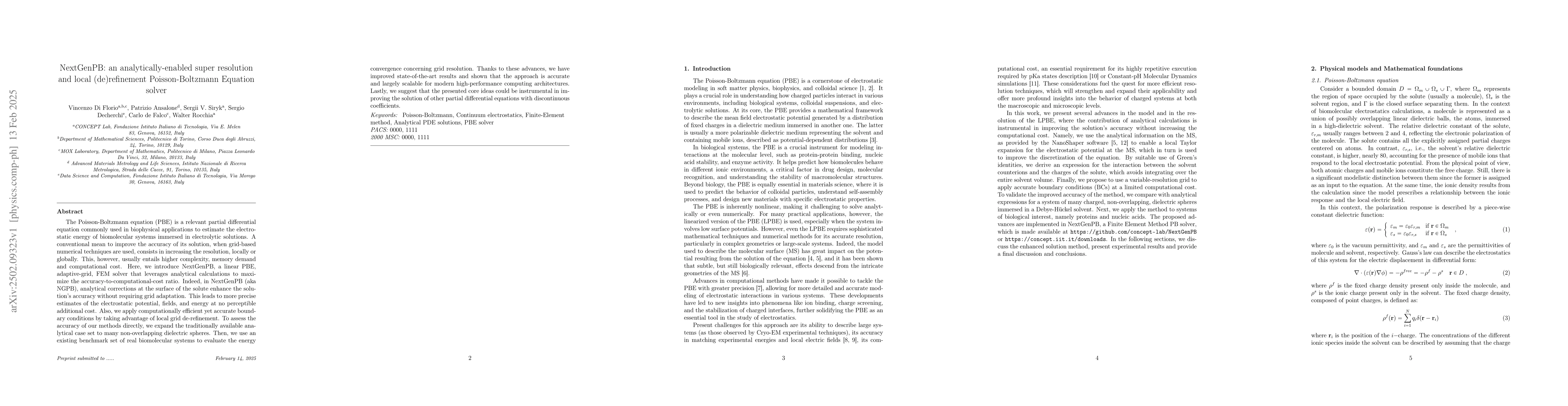 Thumbnail for NextGenPB: an analytically-enabled super resolution and local
  (de)refinement Poisson-Boltzmann Equation solver
