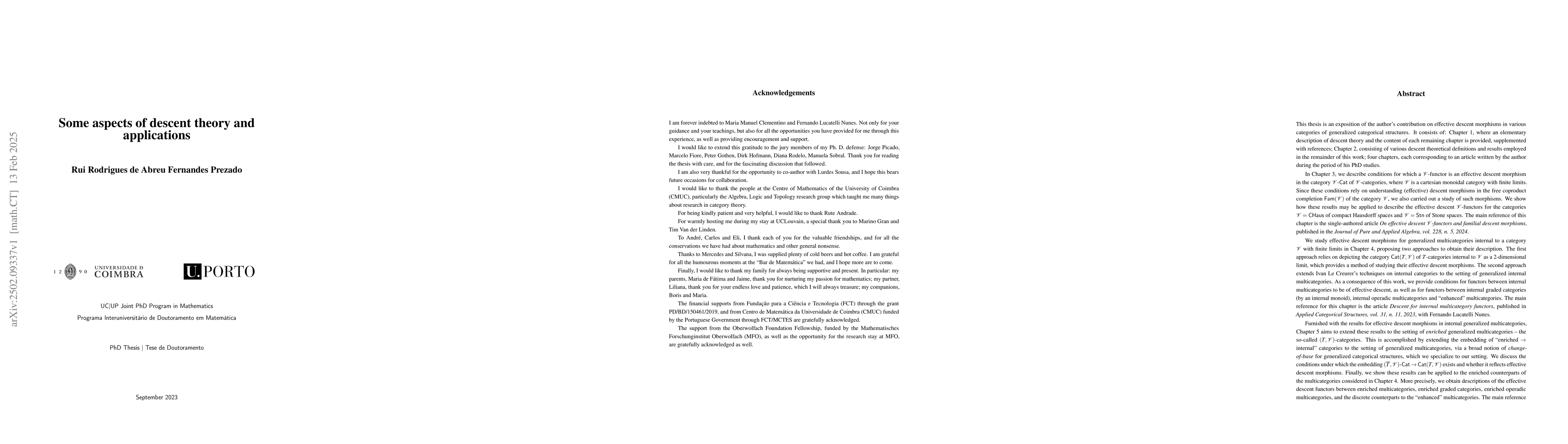 Thumbnail for Some aspects of descent theory and applications