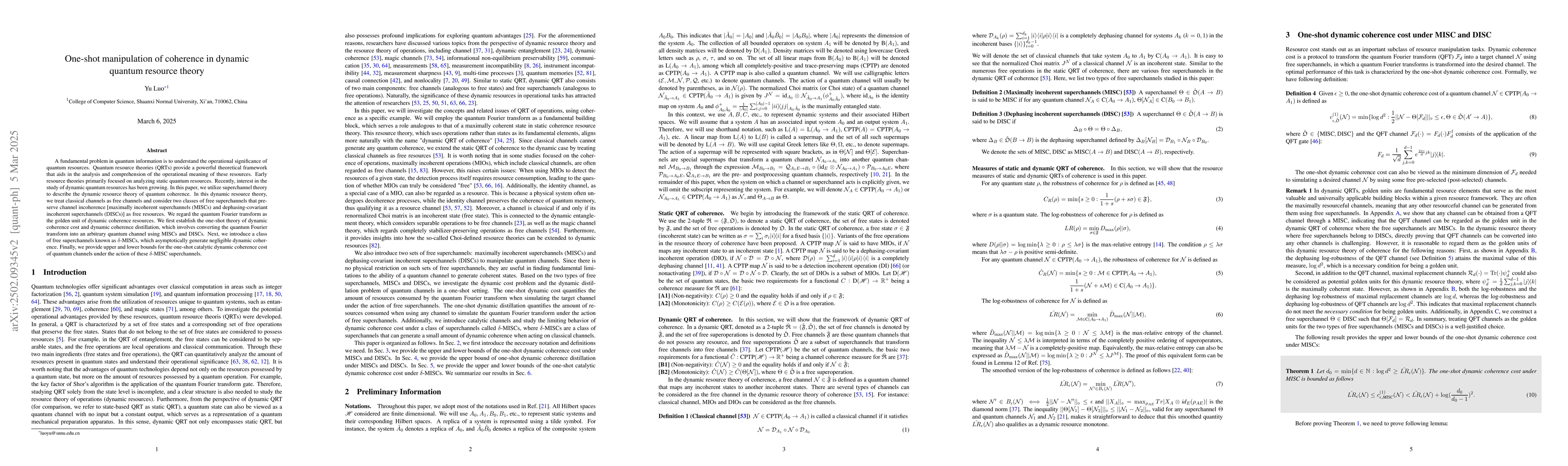Thumbnail for One-shot manipulation of coherence in dynamic quantum resource theory