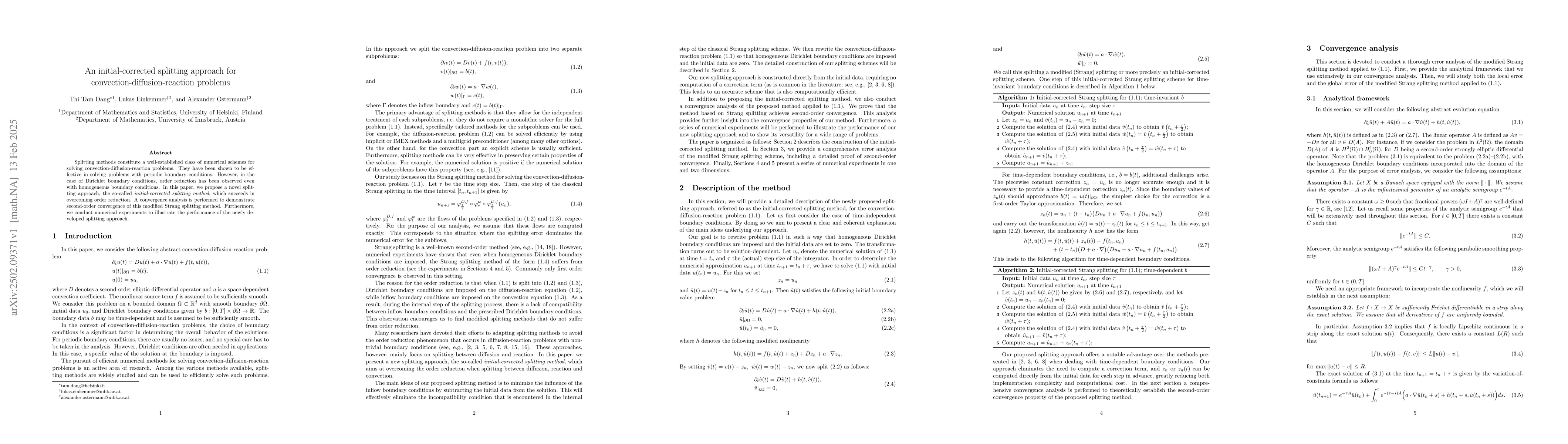 Thumbnail for An initial-corrected splitting approach for
  convection-diffusion-reaction problems