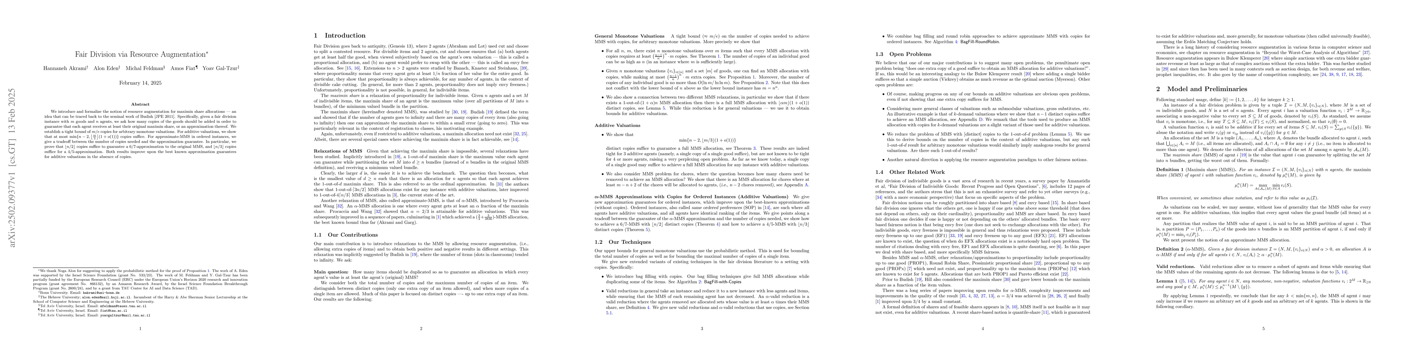 Thumbnail for Fair Division via Resource Augmentation