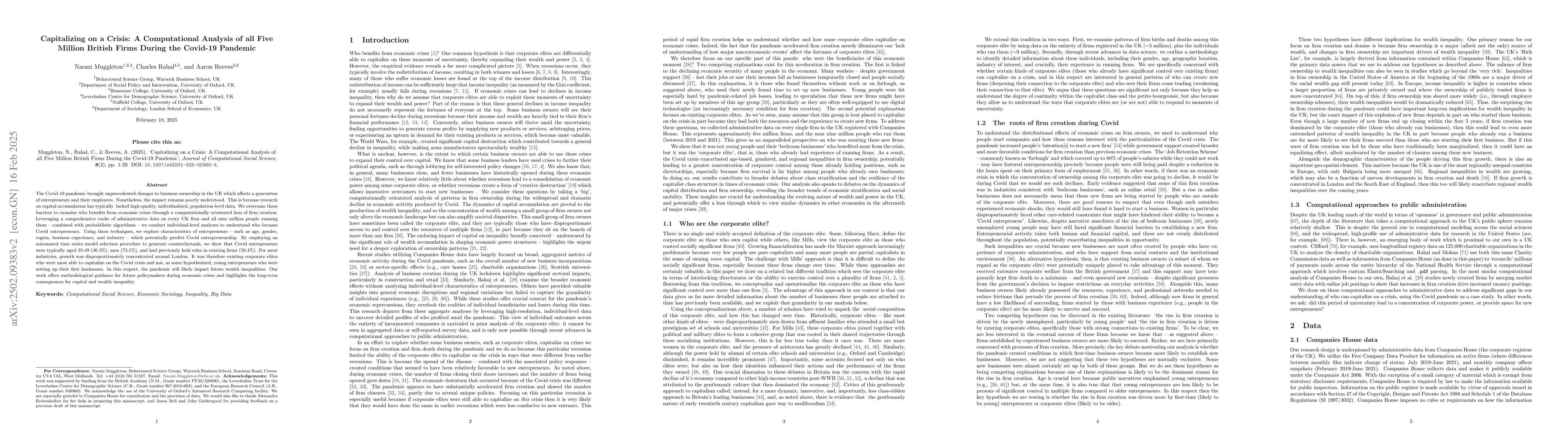 Thumbnail for Capitalizing on a Crisis: A Computational Analysis of all Five Million
  British Firms During the Covid-19 Pandemic