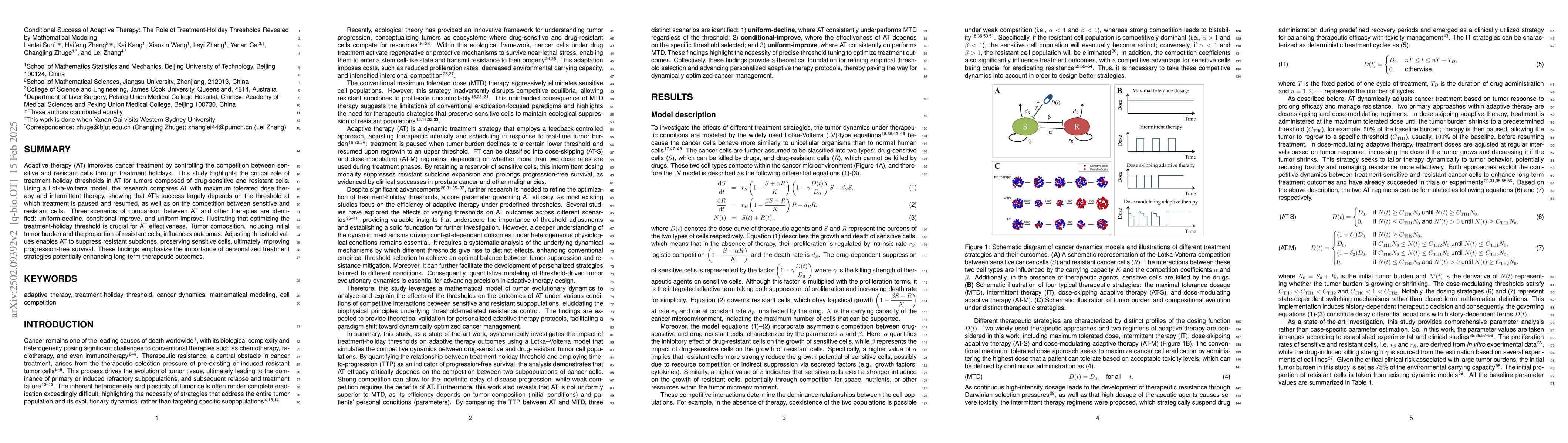 Thumbnail for Conditional Success of Adaptive Therapy: The Role of Treatment-Holiday
  Thresholds Revealed by Mathematical Modeling