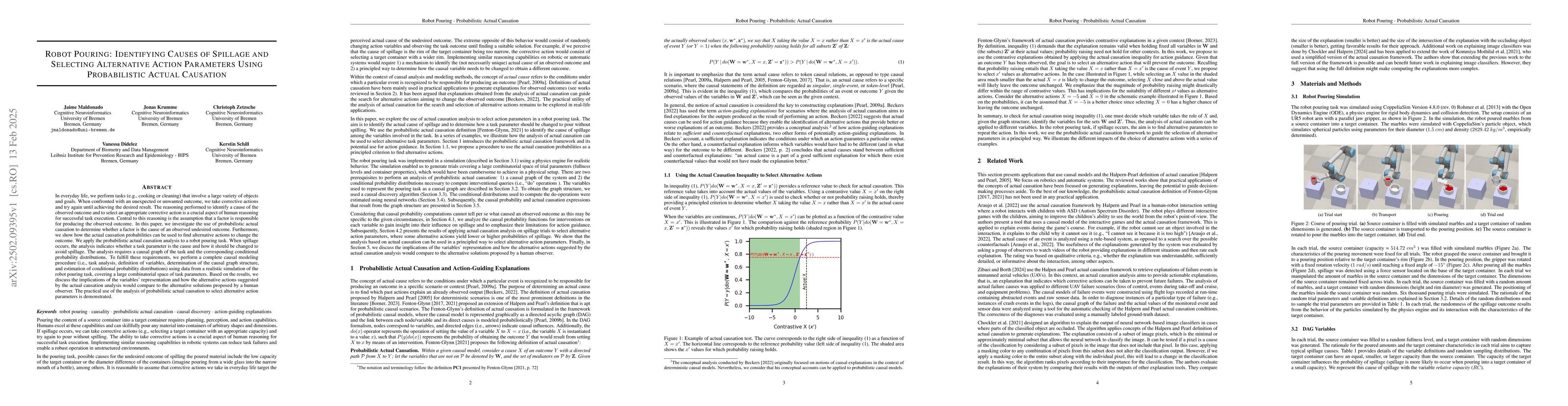 Thumbnail for Robot Pouring: Identifying Causes of Spillage and Selecting Alternative
  Action Parameters Using Probabilistic Actual Causation