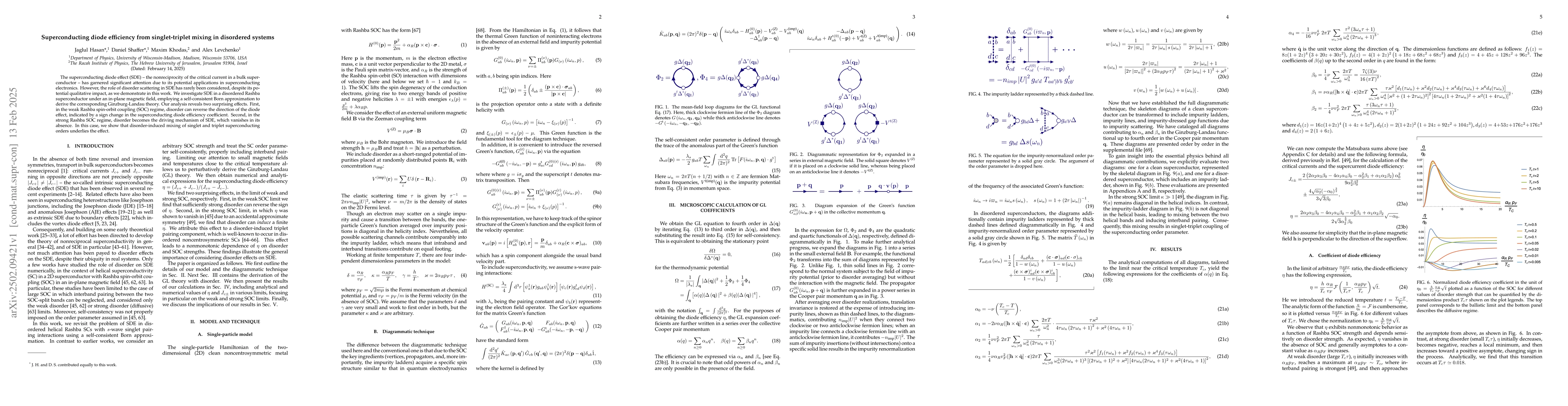 Thumbnail for Superconducting diode efficiency from singlet-triplet mixing in
  disordered systems