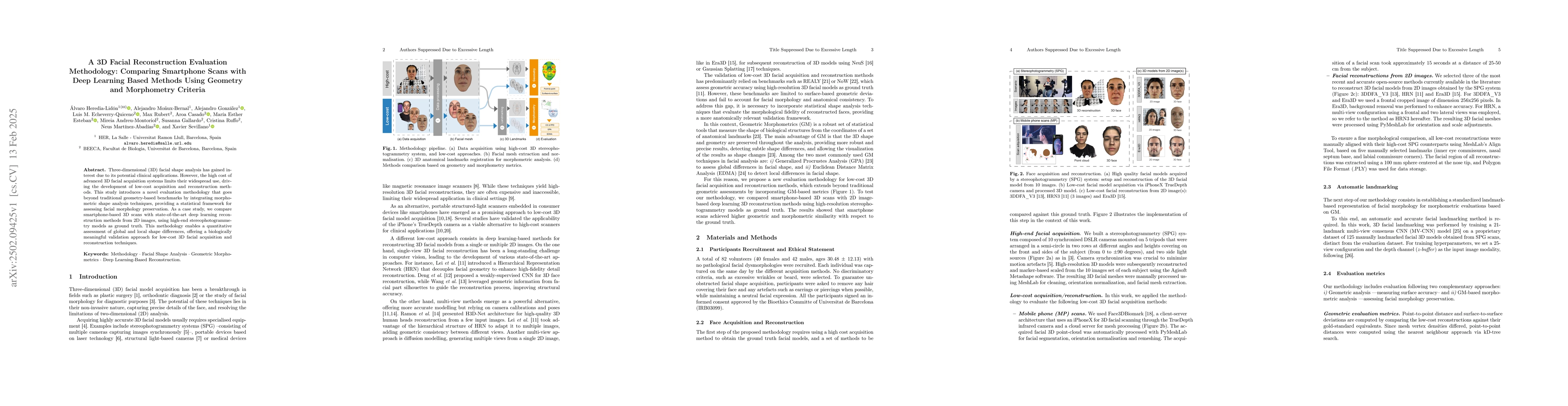Thumbnail for A 3D Facial Reconstruction Evaluation Methodology: Comparing Smartphone
  Scans with Deep Learning Based Methods Using Geometry and Morphometry
  Criteria