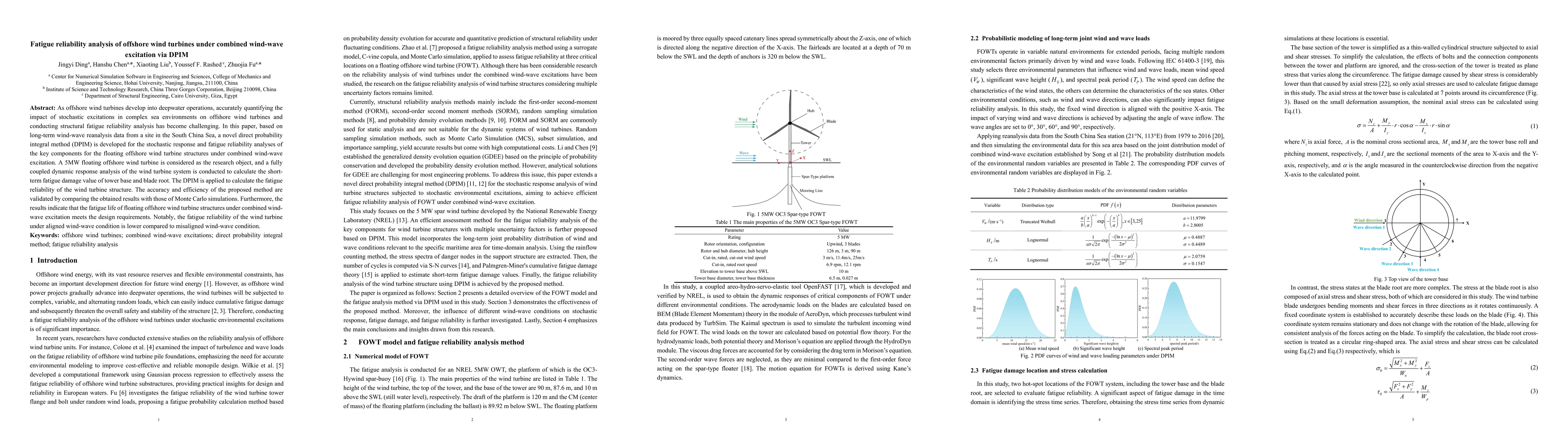 Thumbnail for Fatigue reliability analysis of offshore wind turbines under combined
  wind-wave excitation via DPIM