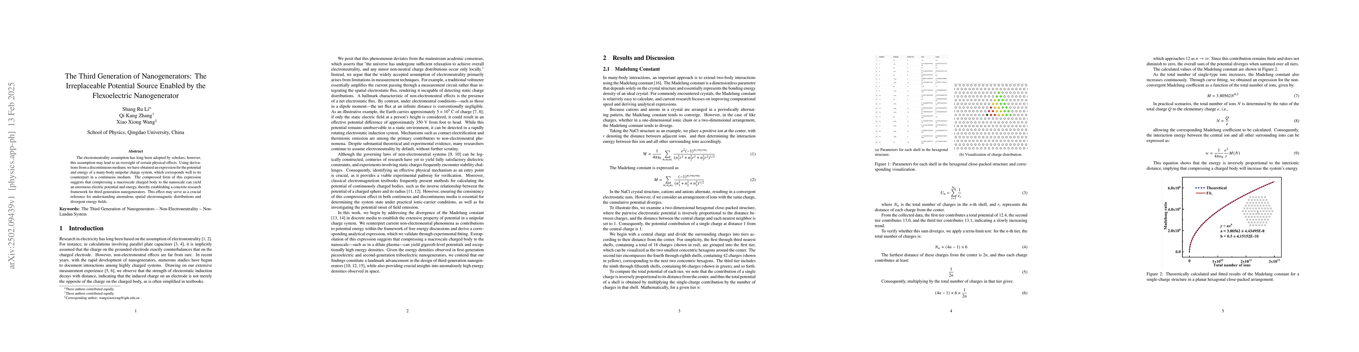 Thumbnail for The Third Generation of Nanogenerators: The Irreplaceable Potential
  Source Enabled by the Flexoelectric Nanogenerator
