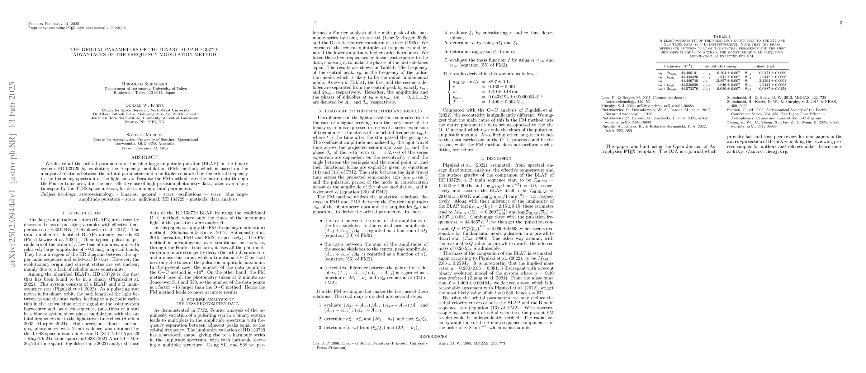Thumbnail for The orbital parameters of the binary BLAP HD133729 : advantages of the
  frequency modulation method