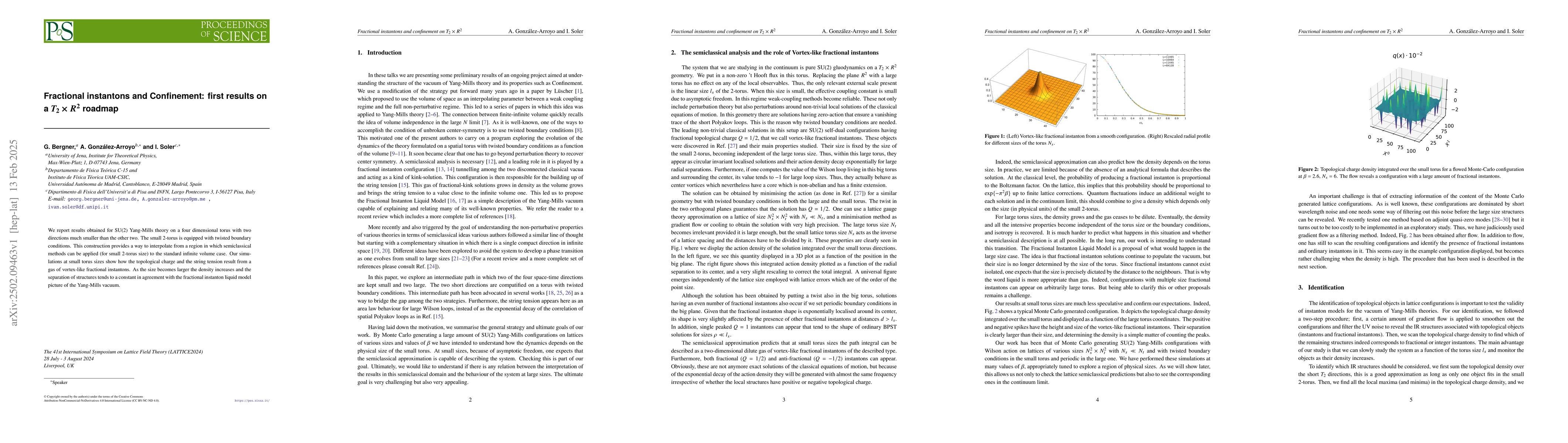 Thumbnail for Fractional instantons and Confinement: first results on a $T_2\times
  R^2$ roadmap