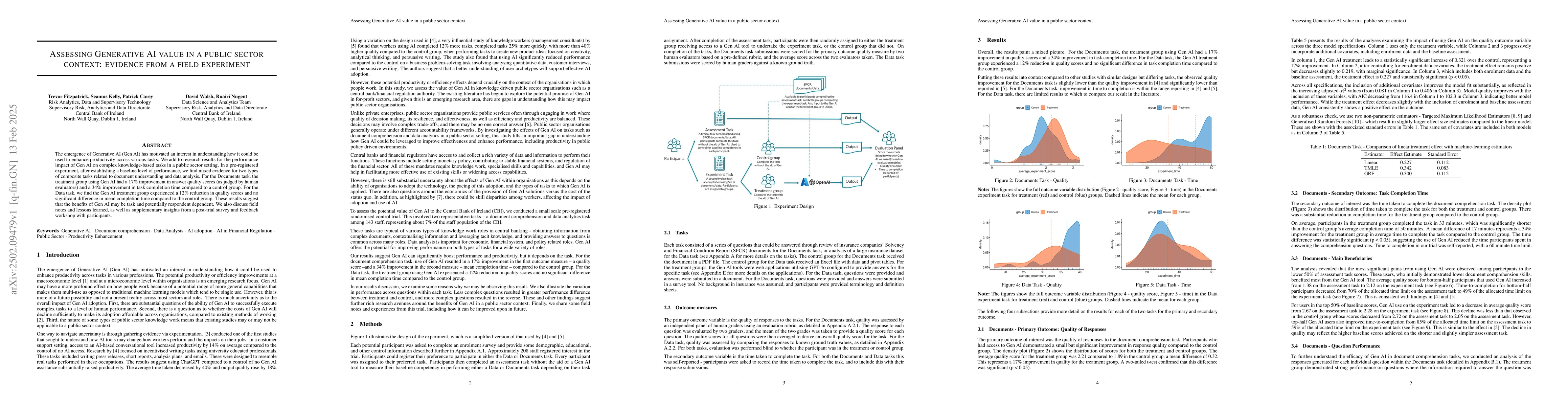 Thumbnail for Assessing Generative AI value in a public sector context: evidence from
  a field experiment