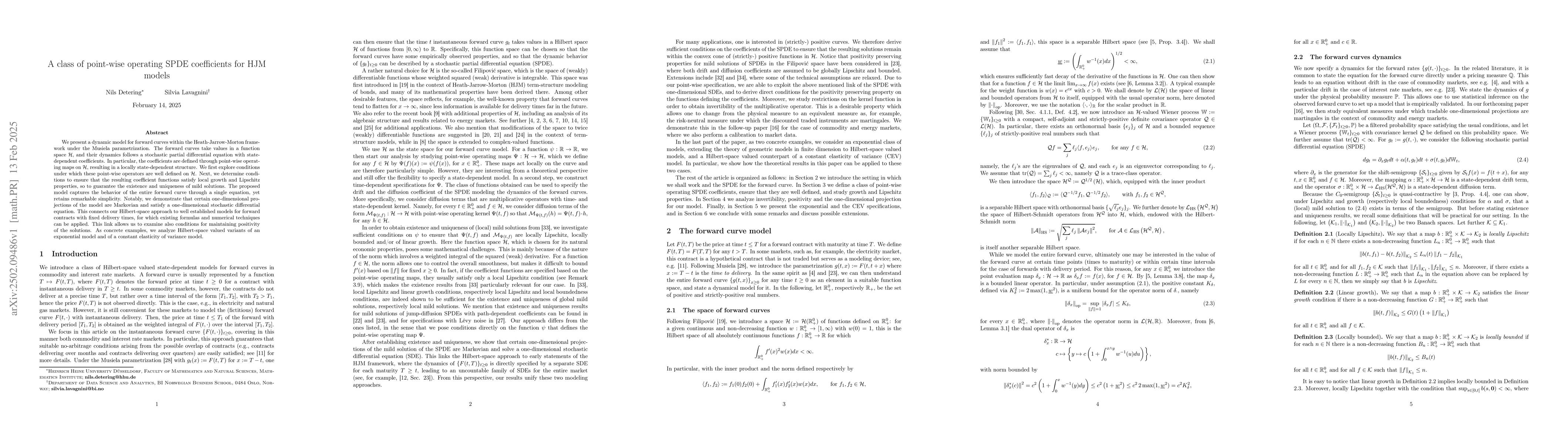 Thumbnail for A class of point-wise operating SPDE coefficients for HJM models