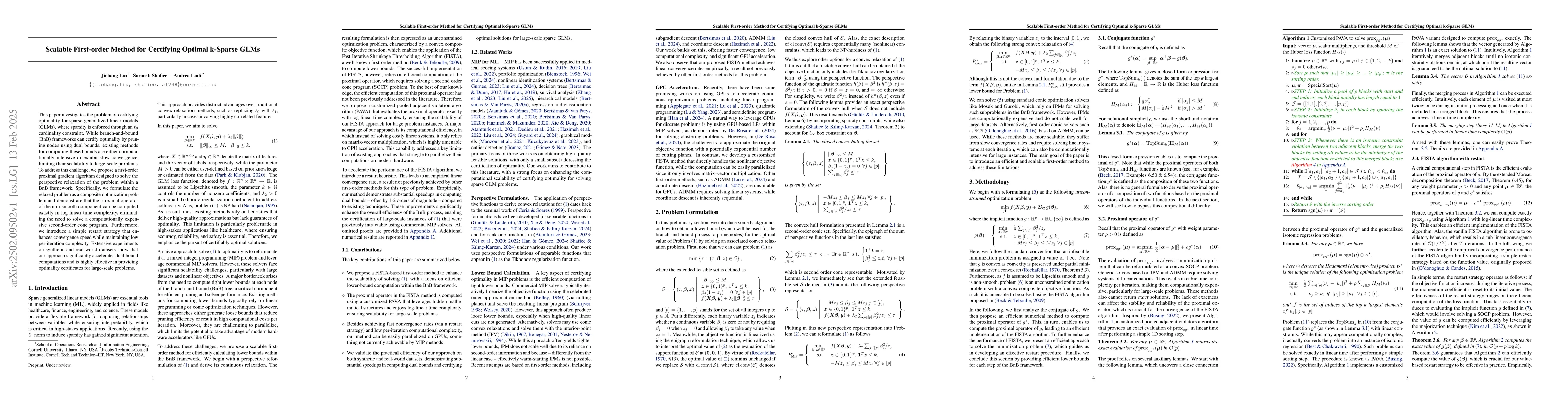 Thumbnail for Scalable First-order Method for Certifying Optimal k-Sparse GLMs