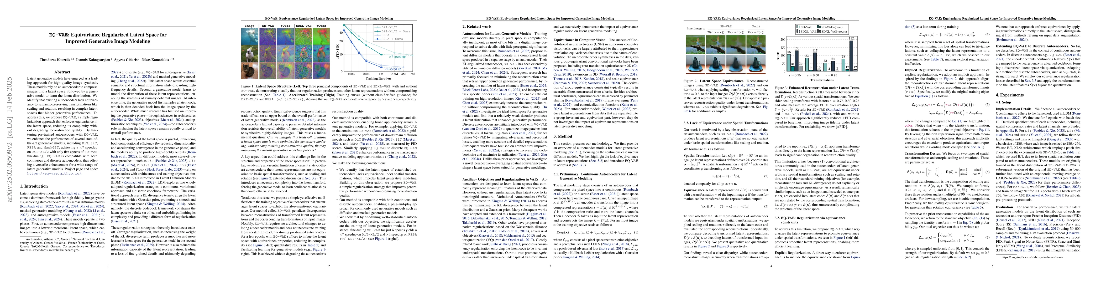 Thumbnail for EQ-VAE: Equivariance Regularized Latent Space for Improved Generative
  Image Modeling