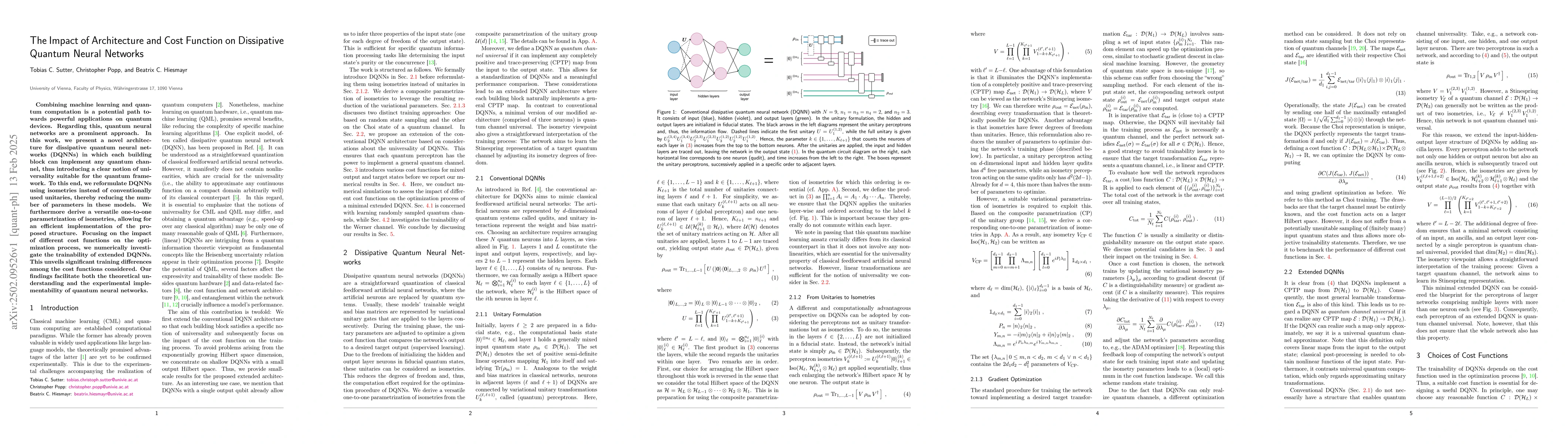 Thumbnail for The Impact of Architecture and Cost Function on Dissipative Quantum
  Neural Networks