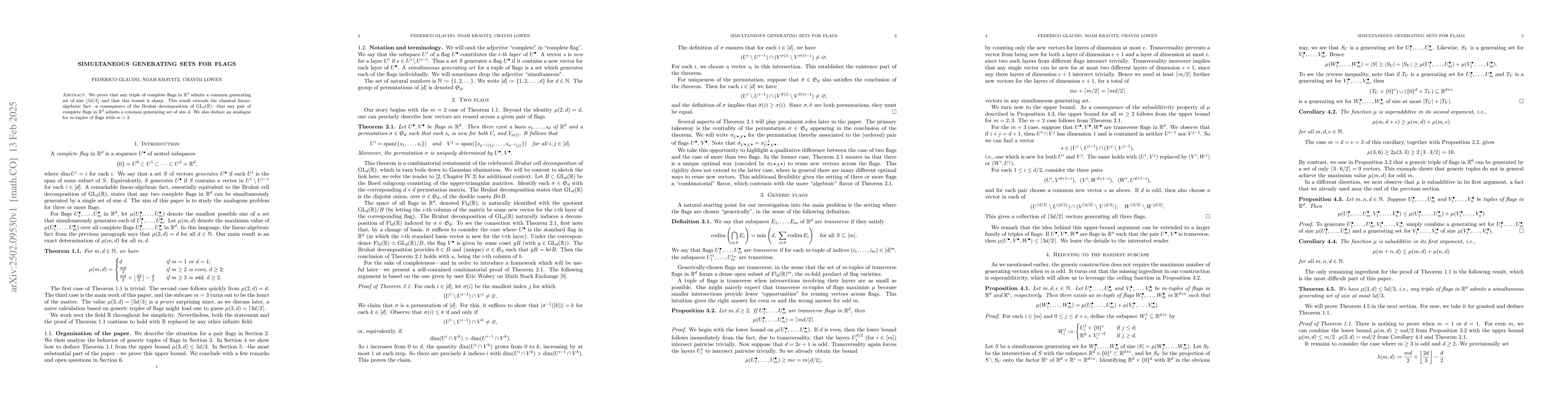 Thumbnail for Simultaneous generating sets for flags