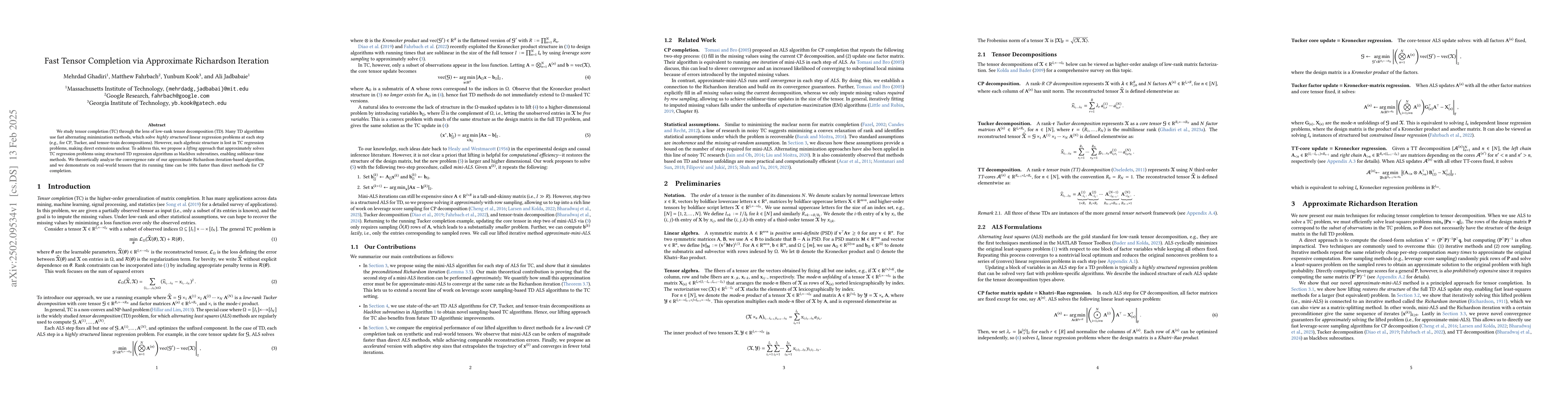 Thumbnail for Fast Tensor Completion via Approximate Richardson Iteration