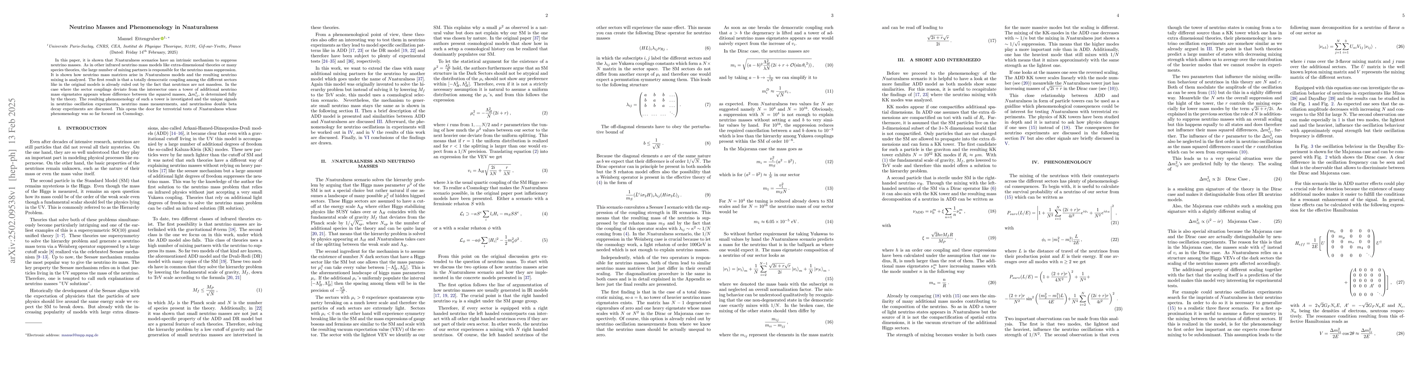 Thumbnail for Neutrino Masses and Phenomenology in Nnaturalness