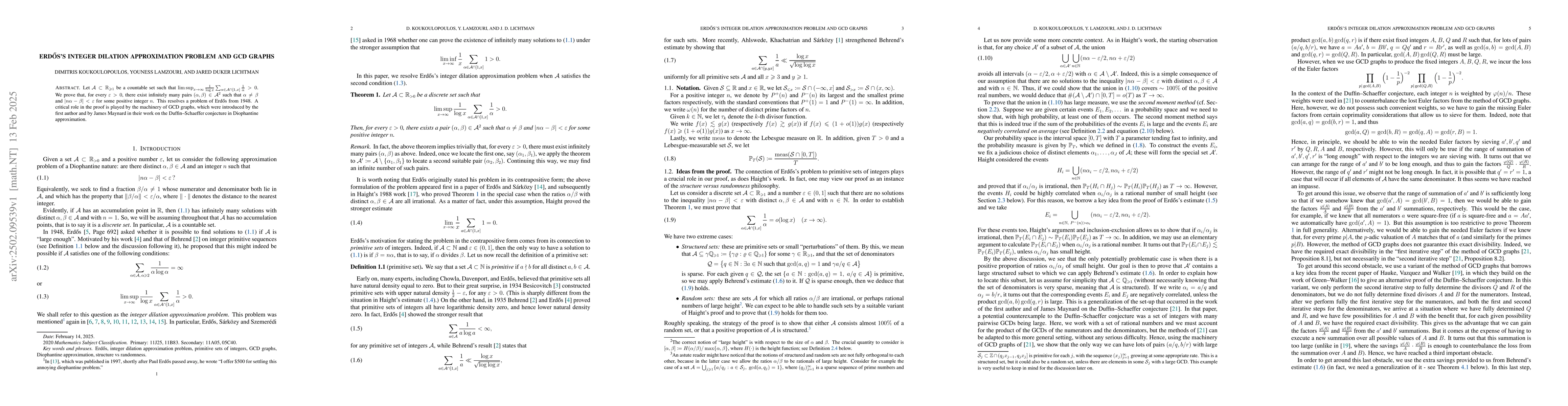 Thumbnail for Erdős's integer dilation approximation problem and GCD graphs