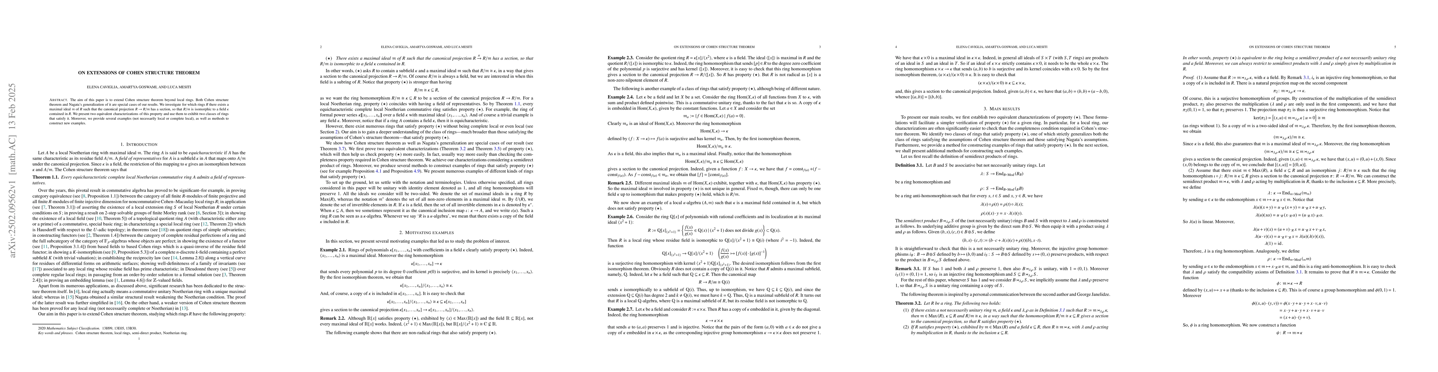 Thumbnail for On extensions of Cohen Structure Theorem