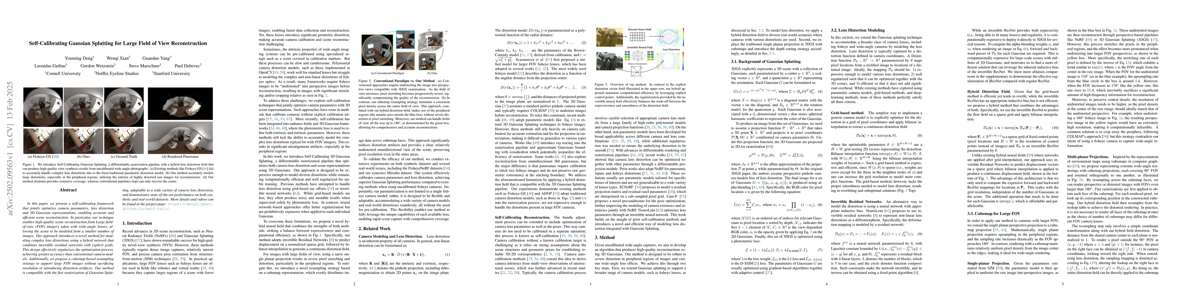 Thumbnail for Self-Calibrating Gaussian Splatting for Large Field of View
  Reconstruction