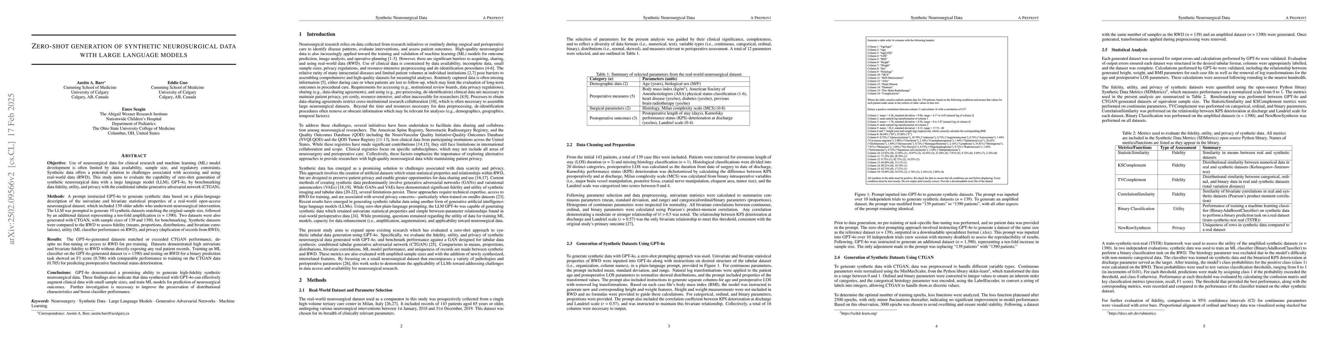 Thumbnail for Zero-shot generation of synthetic neurosurgical data with large language
  models
