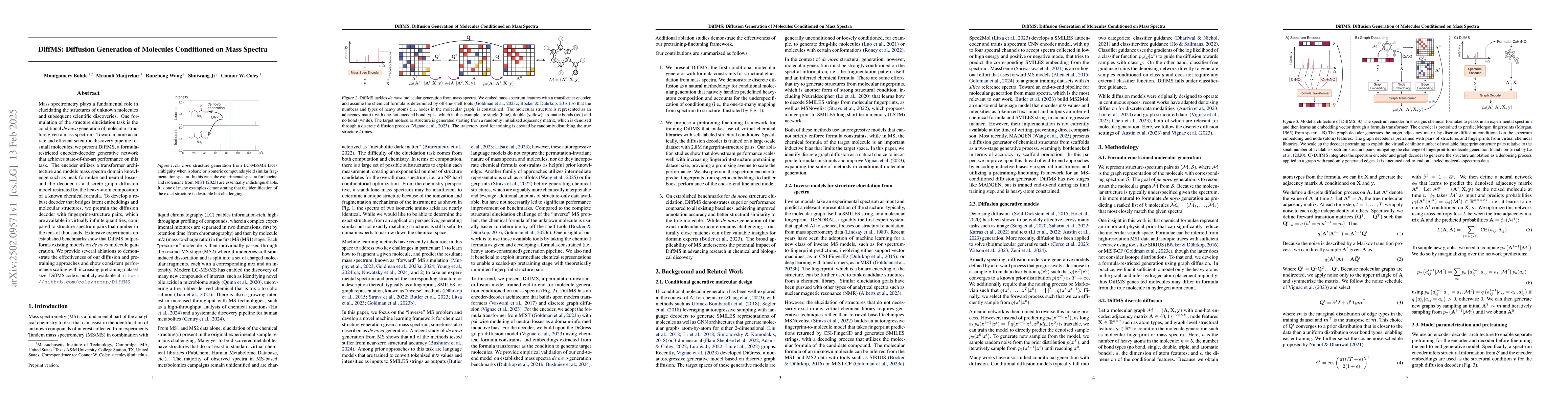 Thumbnail for DiffMS: Diffusion Generation of Molecules Conditioned on Mass Spectra