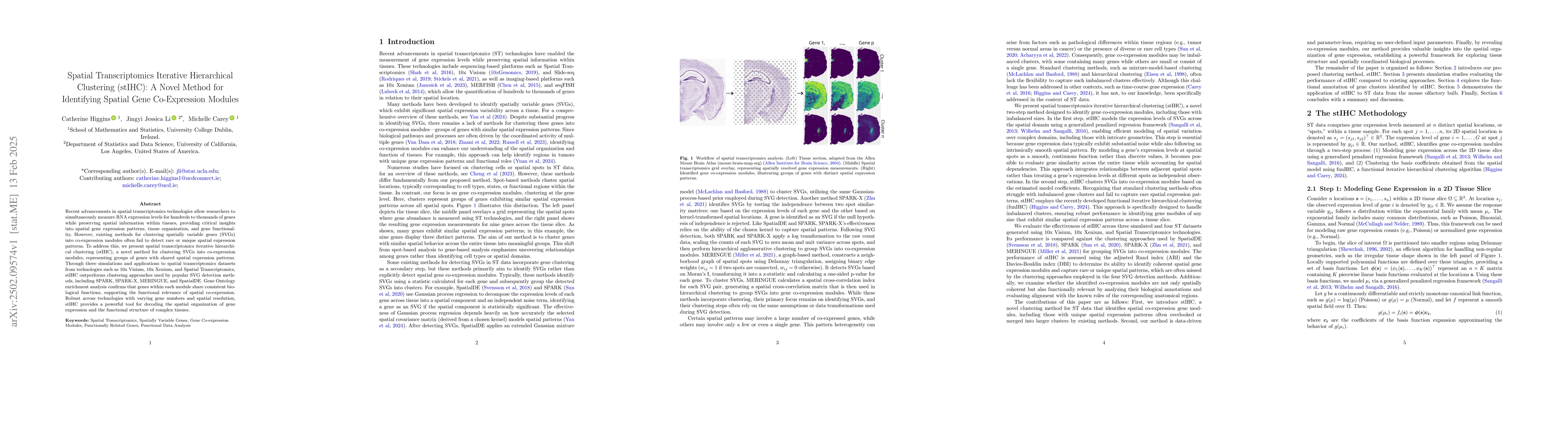 Thumbnail for Spatial Transcriptomics Iterative Hierarchical Clustering (stIHC): A
  Novel Method for Identifying Spatial Gene Co-Expression Modules