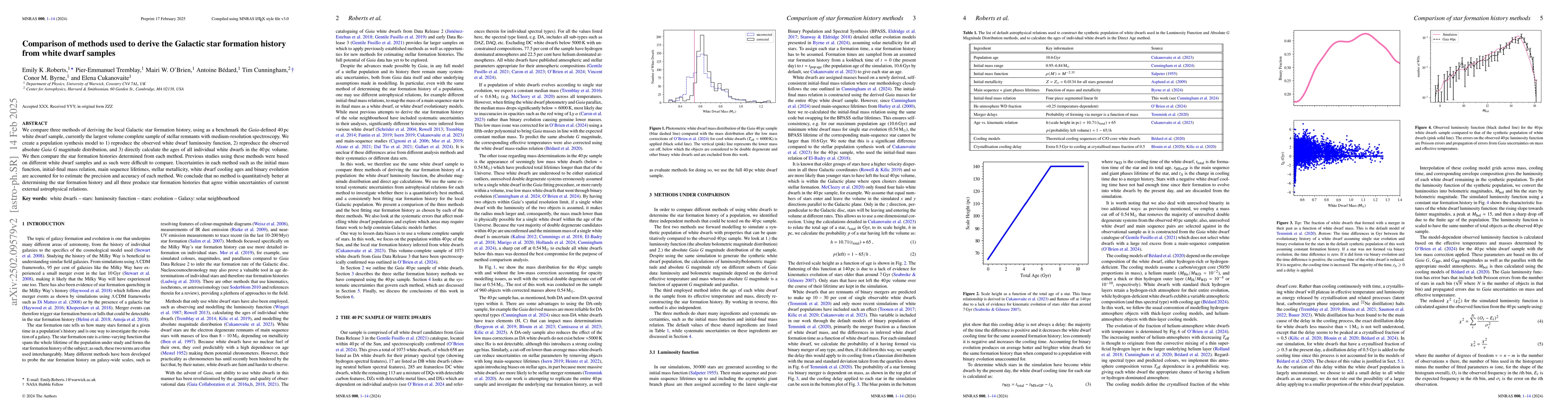 Thumbnail for Comparison of methods used to derive the Galactic star formation history
  from white dwarf samples