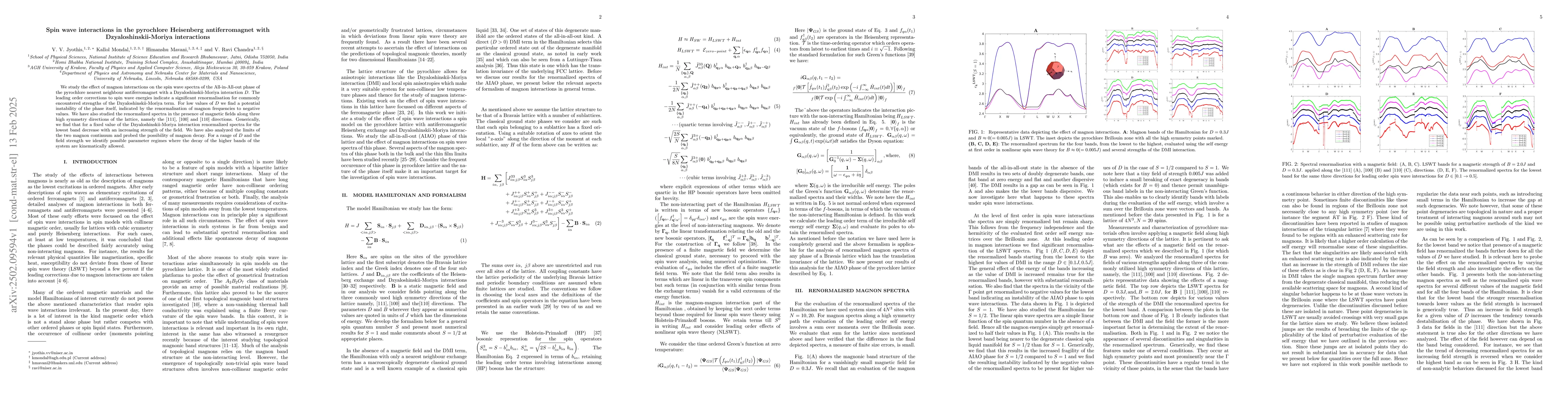 Thumbnail for Spin wave interactions in the pyrochlore Heisenberg antiferromagnet with
  Dzyaloshinskii-Moriya interactions
