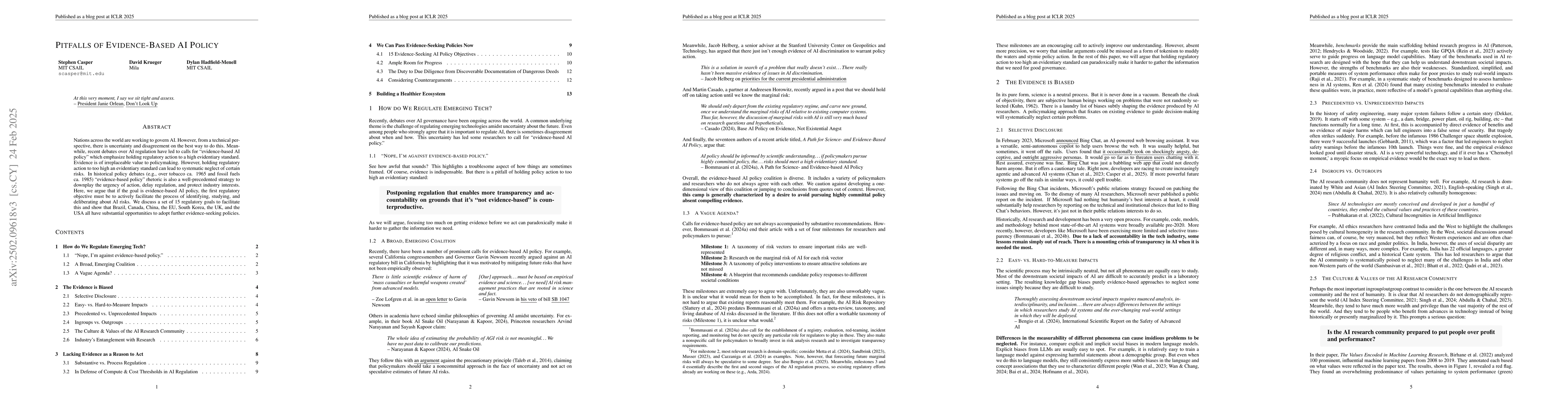 Thumbnail for Pitfalls of Evidence-Based AI Policy