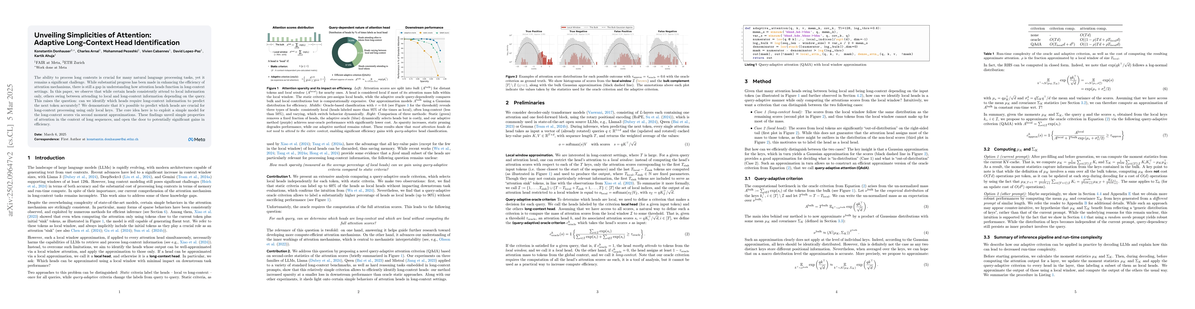 Thumbnail for Unveiling Simplicities of Attention: Adaptive Long-Context Head
  Identification