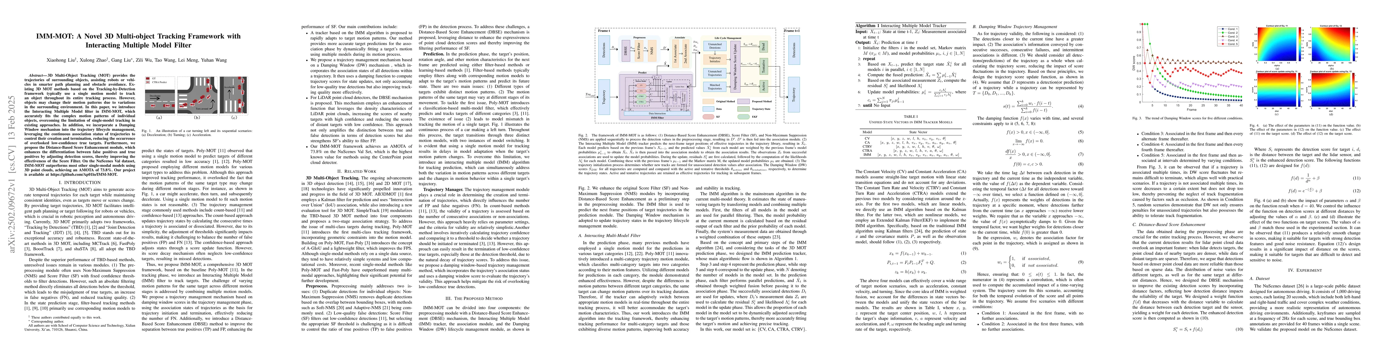Thumbnail for IMM-MOT: A Novel 3D Multi-object Tracking Framework with Interacting
  Multiple Model Filter