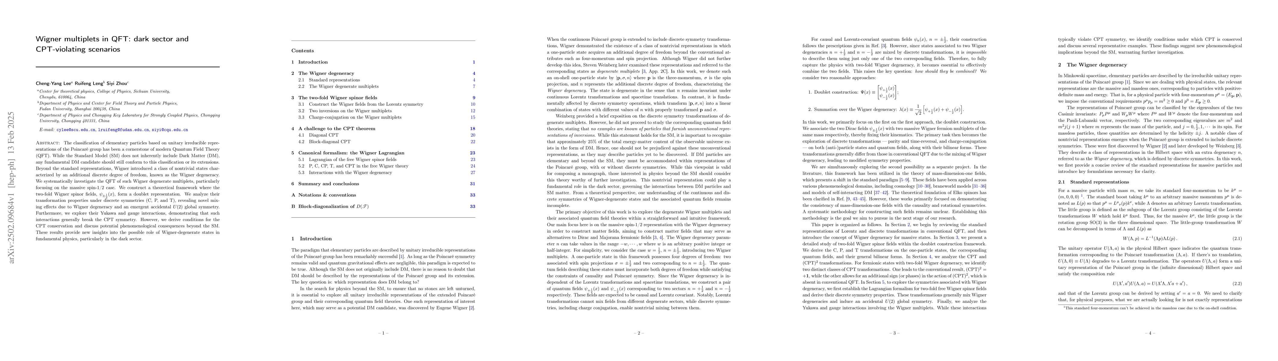 Thumbnail for Wigner multiplets in QFT: dark sector and CPT-violating scenarios