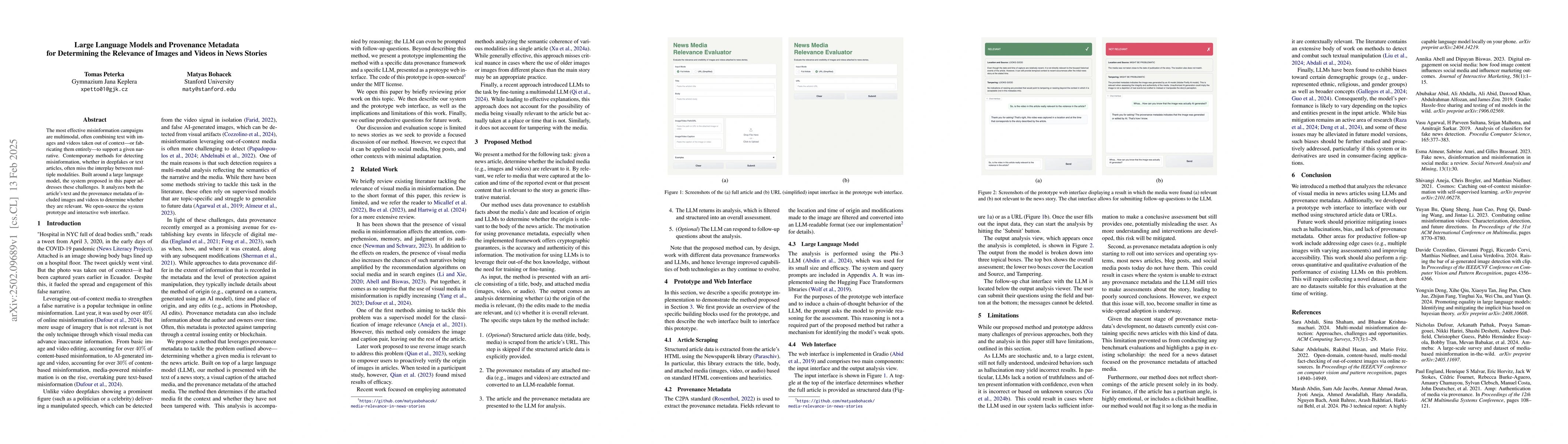 Thumbnail for Large Language Models and Provenance Metadata for Determining the
  Relevance of Images and Videos in News Stories