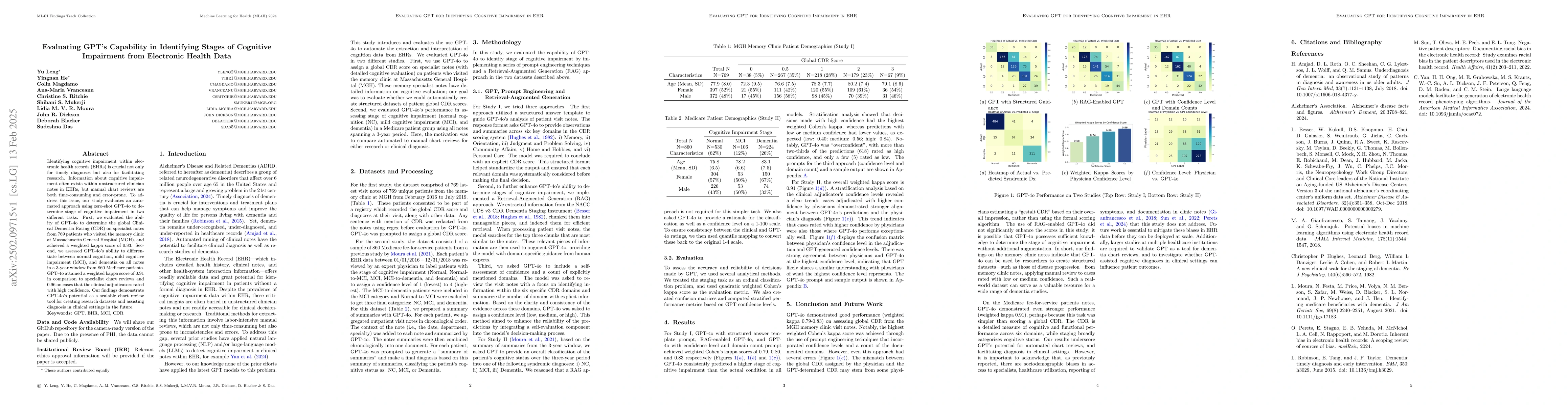 Thumbnail for Evaluating GPT's Capability in Identifying Stages of Cognitive
  Impairment from Electronic Health Data