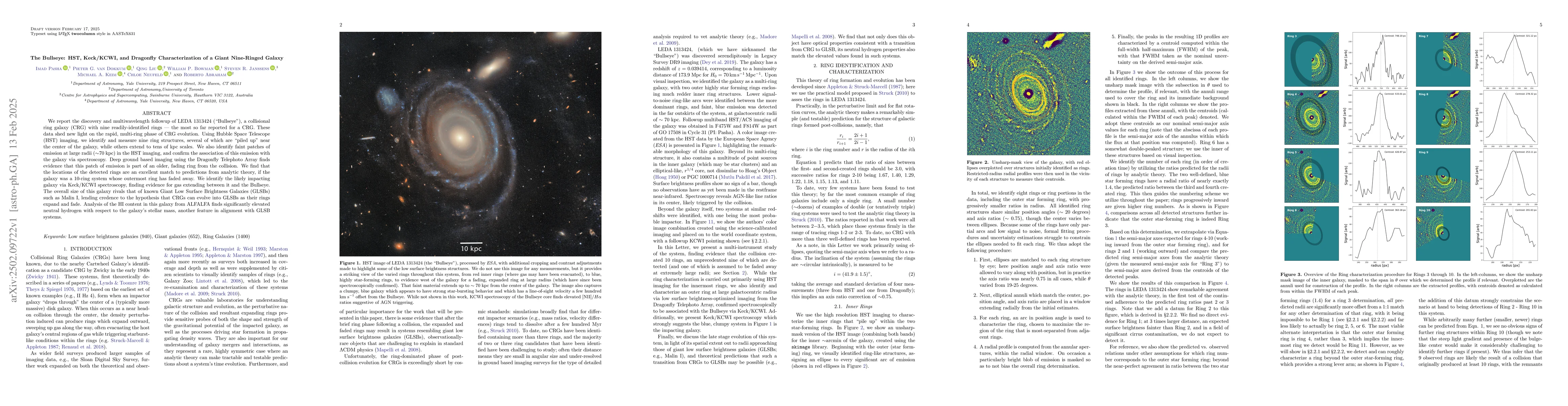 Thumbnail for The Bullseye: HST, Keck/KCWI, and Dragonfly Characterization of a Giant
  Nine-Ringed Galaxy