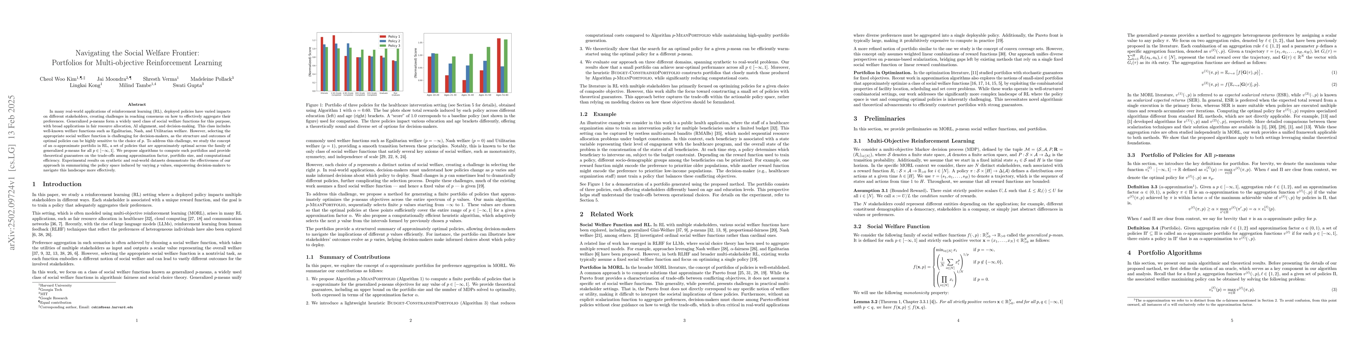 Thumbnail for Navigating the Social Welfare Frontier: Portfolios for Multi-objective
  Reinforcement Learning