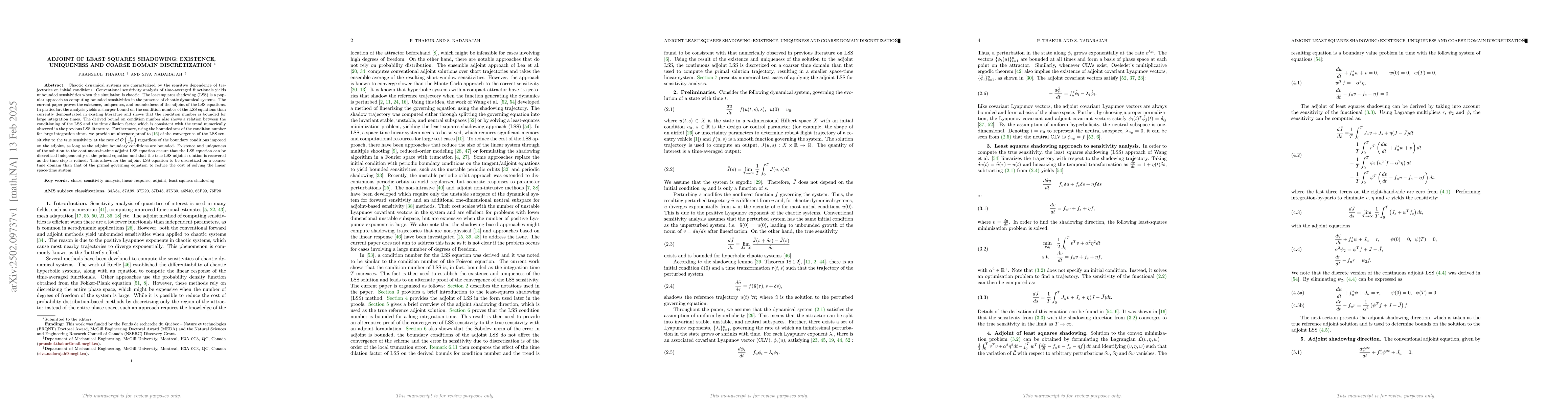 Thumbnail for Adjoint of Least Squares Shadowing: Existence, Uniqueness and Coarse
  Domain Discretization
