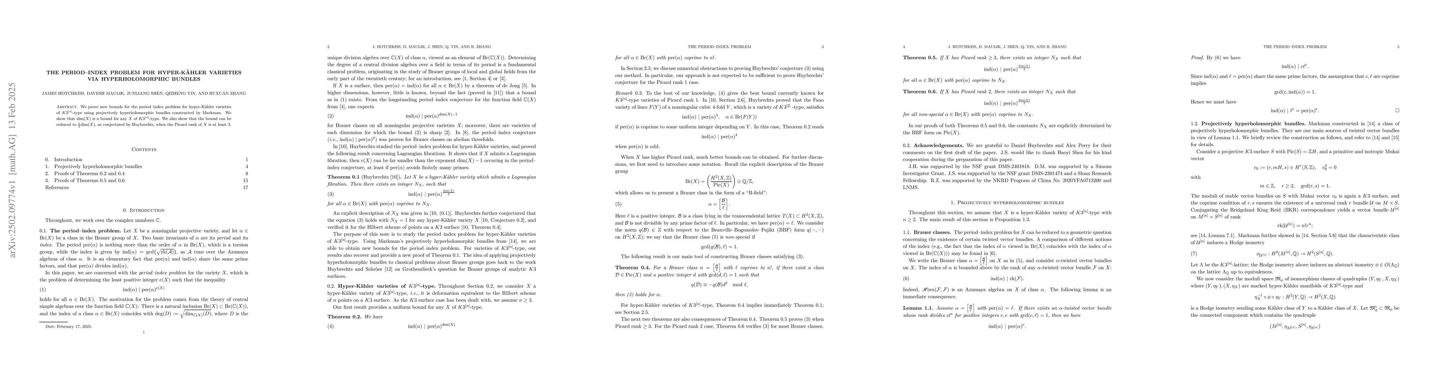 Thumbnail for The period-index problem for hyper-KĂ¤hler varieties via
  hyperholomorphic bundles