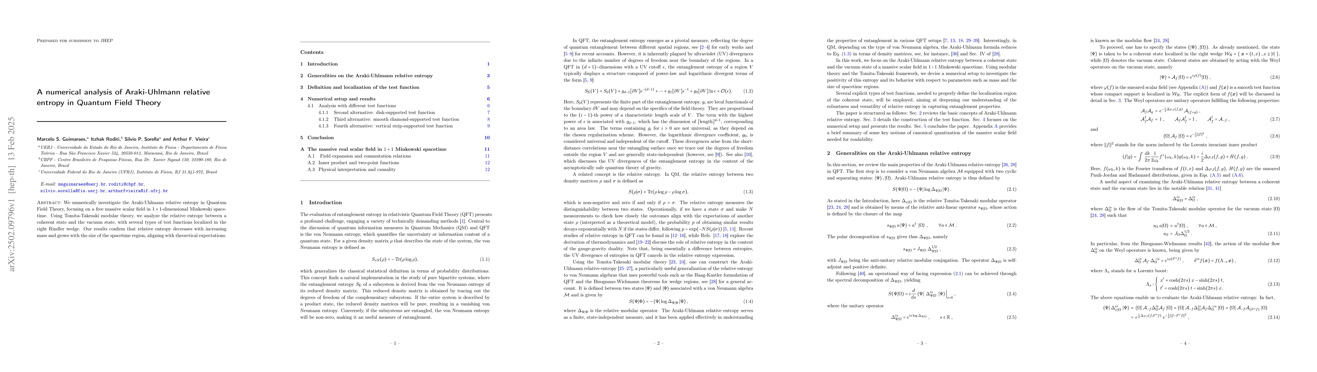 Thumbnail for A numerical analysis of Araki-Uhlmann relative entropy in Quantum Field
  Theory