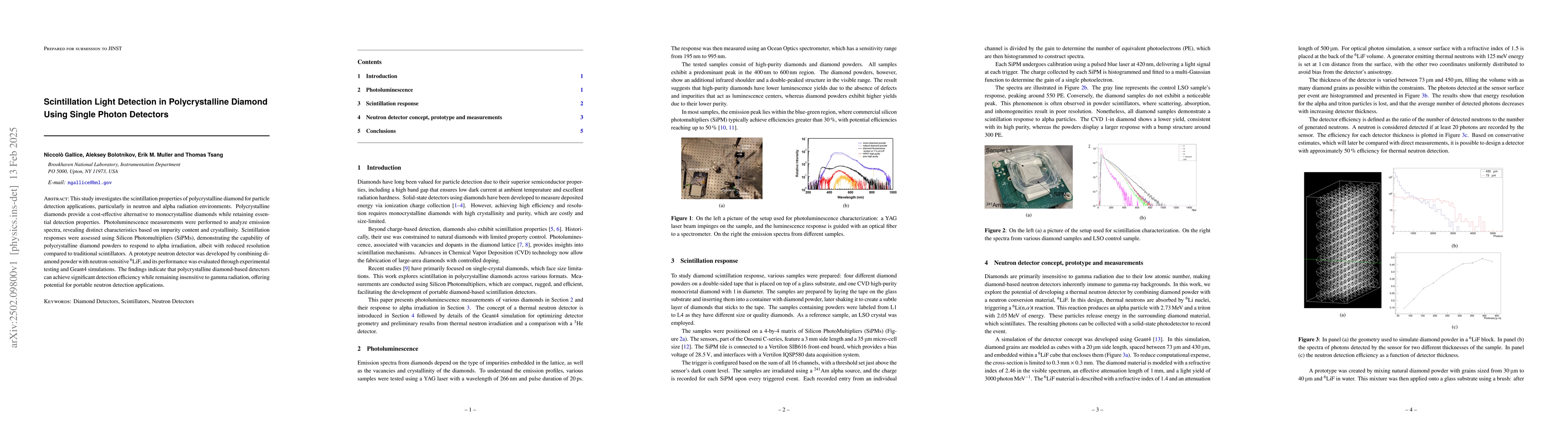 Thumbnail for Scintillation Light Detection in Polycrystalline Diamond Using Single
  Photon Detectors