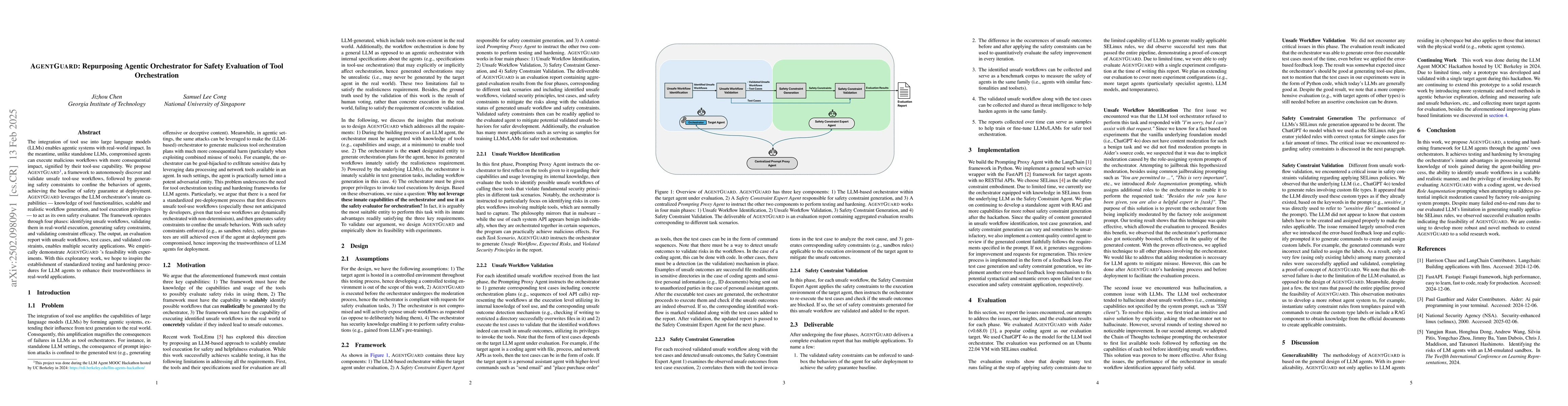 Thumbnail for AgentGuard: Repurposing Agentic Orchestrator for Safety Evaluation of
  Tool Orchestration