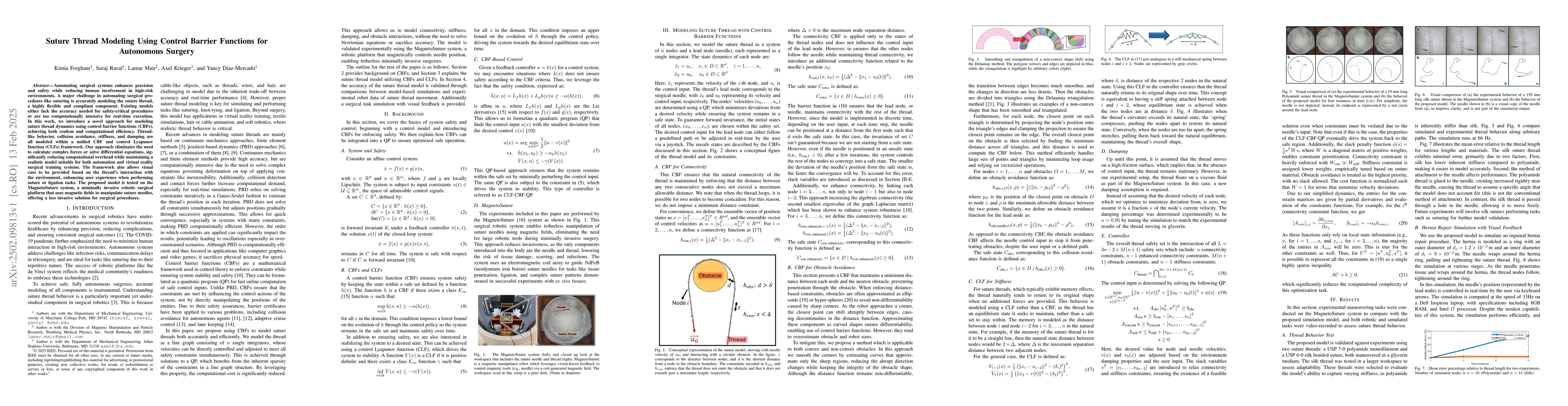 Thumbnail for Suture Thread Modeling Using Control Barrier Functions for Autonomous
  Surgery