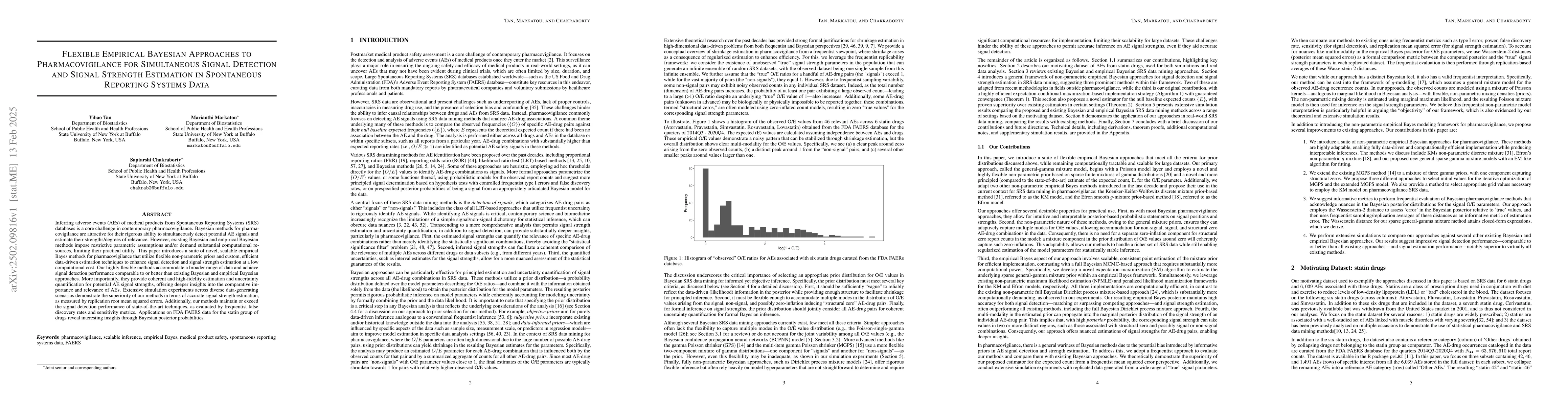 Thumbnail for Flexible Empirical Bayesian Approaches to Pharmacovigilance for
  Simultaneous Signal Detection and Signal Strength Estimation in Spontaneous
  Reporting Systems Data