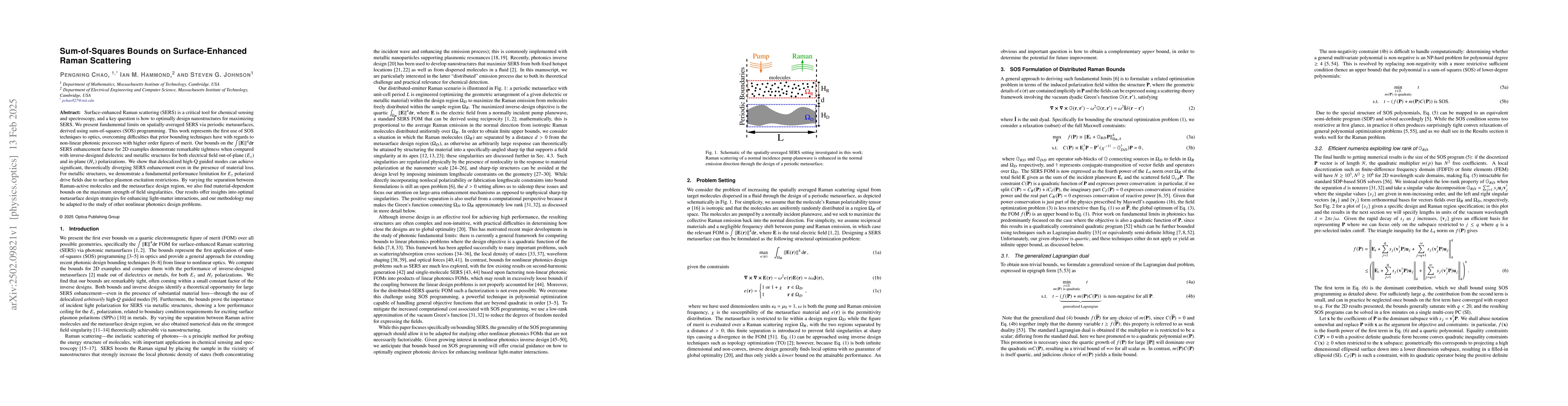 Thumbnail for Sum-of-Squares Bounds on Surface-Enhanced Raman Scattering